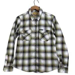 DIXXON Flannel Co Sublime Long Sleeve Pearl Snap Shirt Womens M Green Plaid